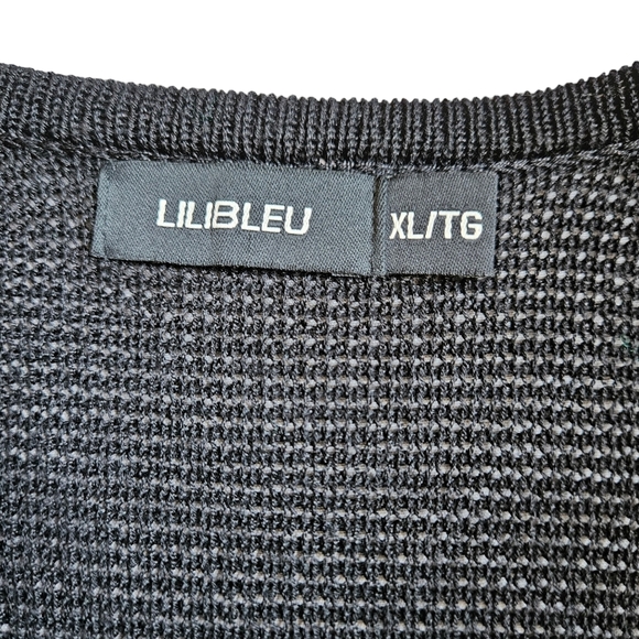 Lili Bleu knit black cotton cardigan rushed waist extended sleeve M / L / XL - Picture 13 of 17